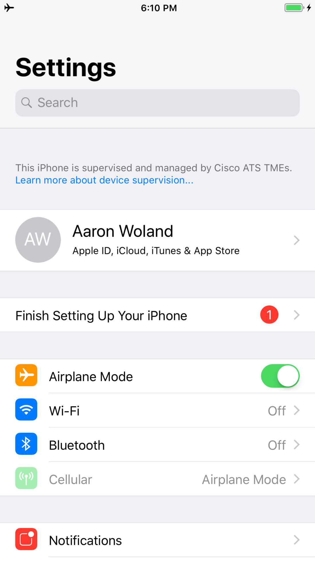 Figure 20 - iPhone is Supervised